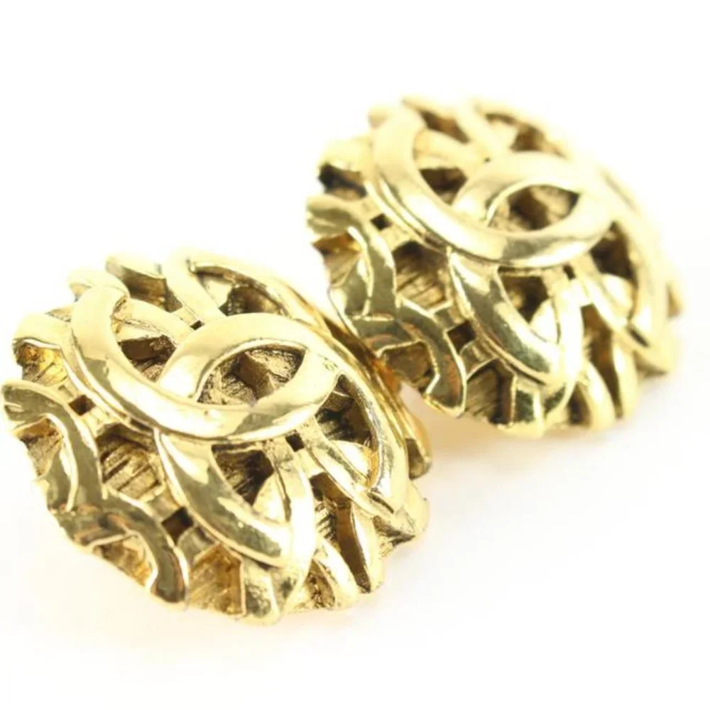 Chanel 24k Gold Plated 25 Collection Jumbo CC Logo Earrings 60ch825s
